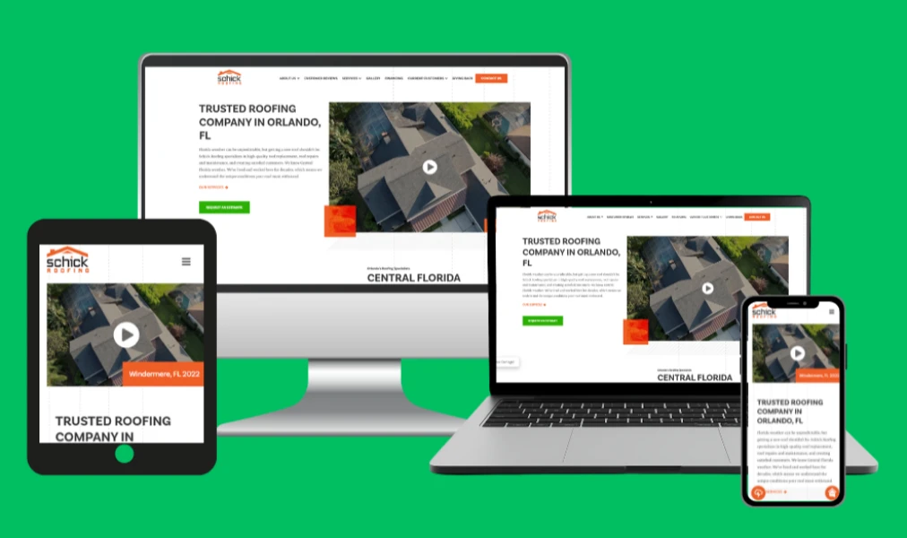 Responsive-roofing-website-shown-on-desktop-laptop-tablet-and-phone-against-green-background