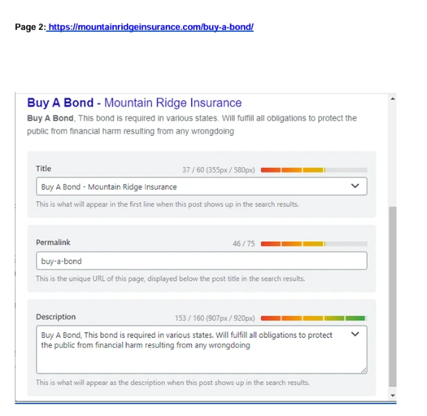 page 2 on-page optimization of website showing in rankmath