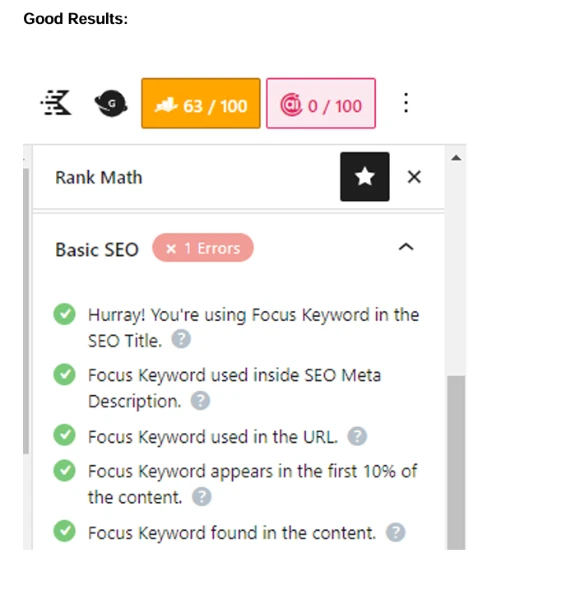 page 4 on-page keyword optimization of website showing in rankmath