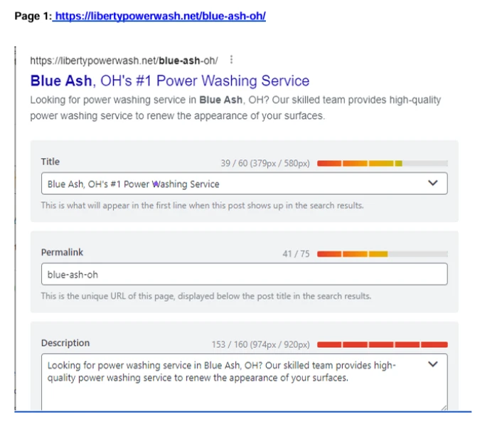 shows on page seo optimization of website 1st page