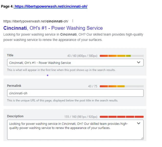 shows on page seo optimization of website 4th page
