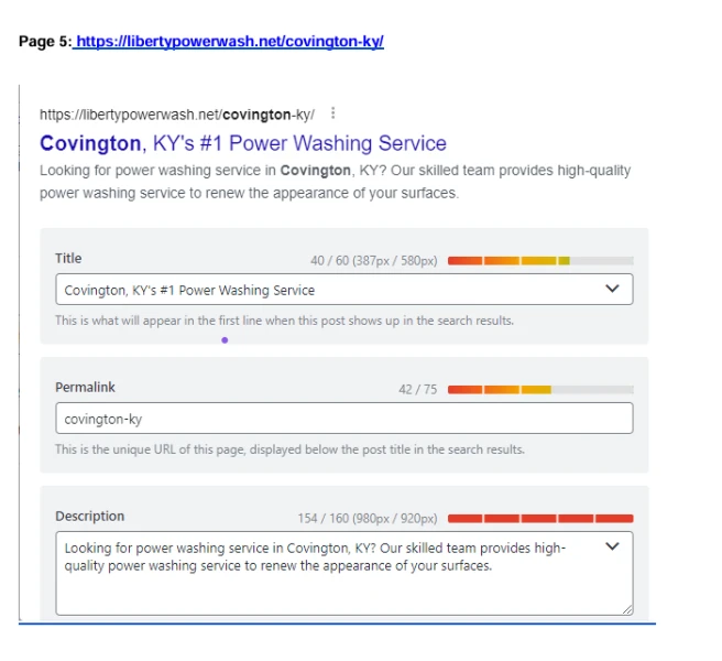shows on page seo optimization of website 5th page