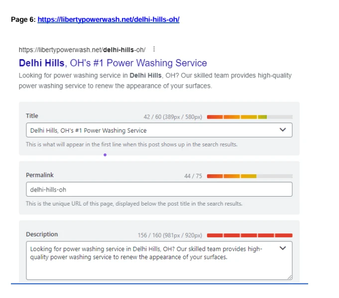 shows on page seo optimization of website 6th page